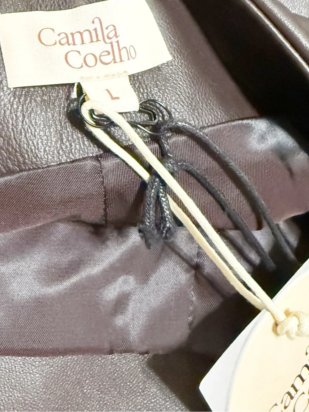Camila Coelho Elia Leather Shorts in Chocolate Brown Espresso Size Large $369 - Picture 12 of 13